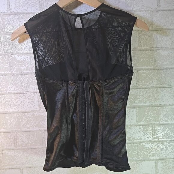 Spirit of Halloween Black Bustier Mesh Corset Top w/Boning Medium Adjustable - Picture 3 of 5